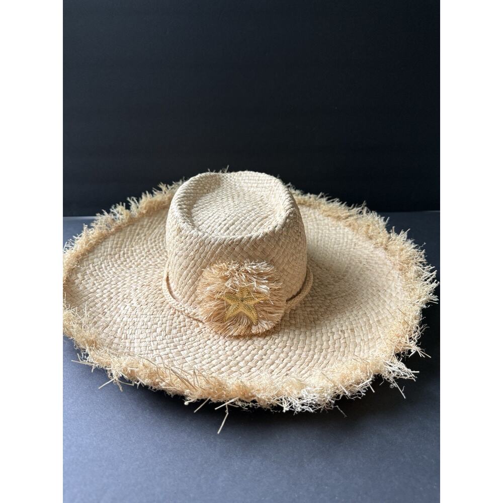 Lisi Lerch Handmade Straw Sun Hat Handwoven Beige Boho Resort Travel Beach
